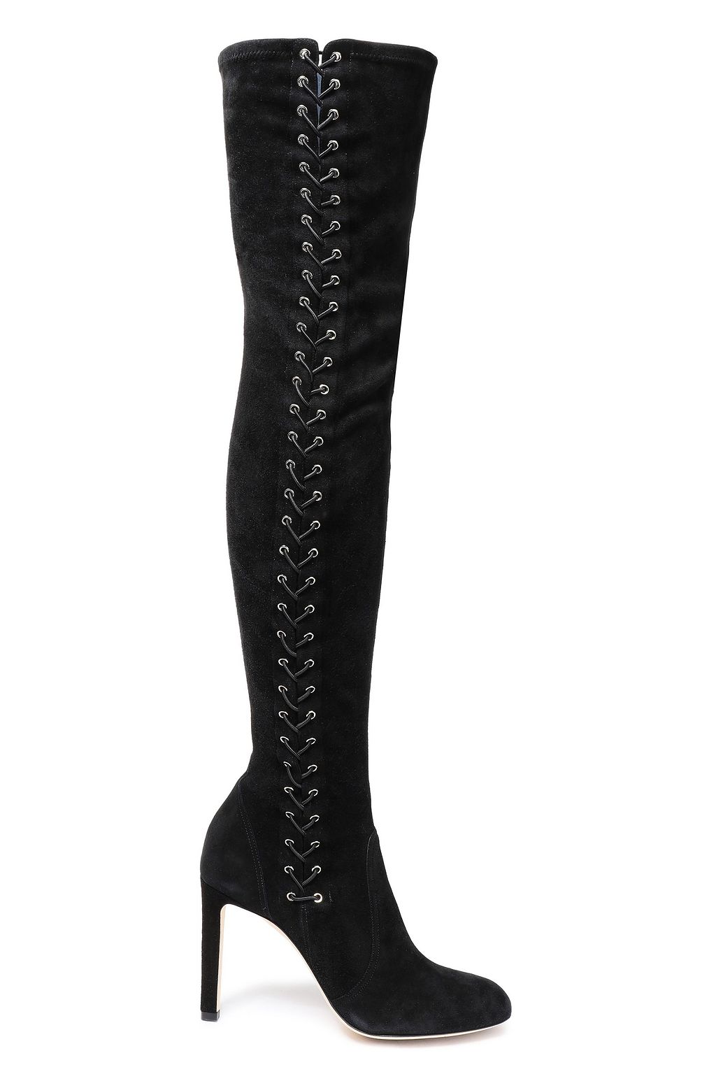 black lace up thigh boots