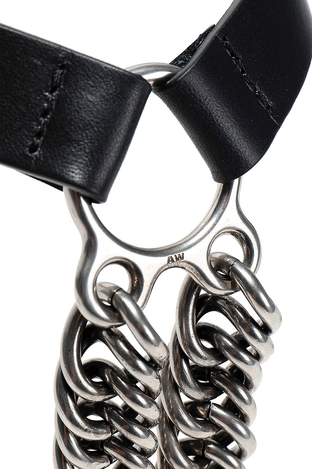 ALEXANDER WANG Burnished silver-tone and leather bracelet
