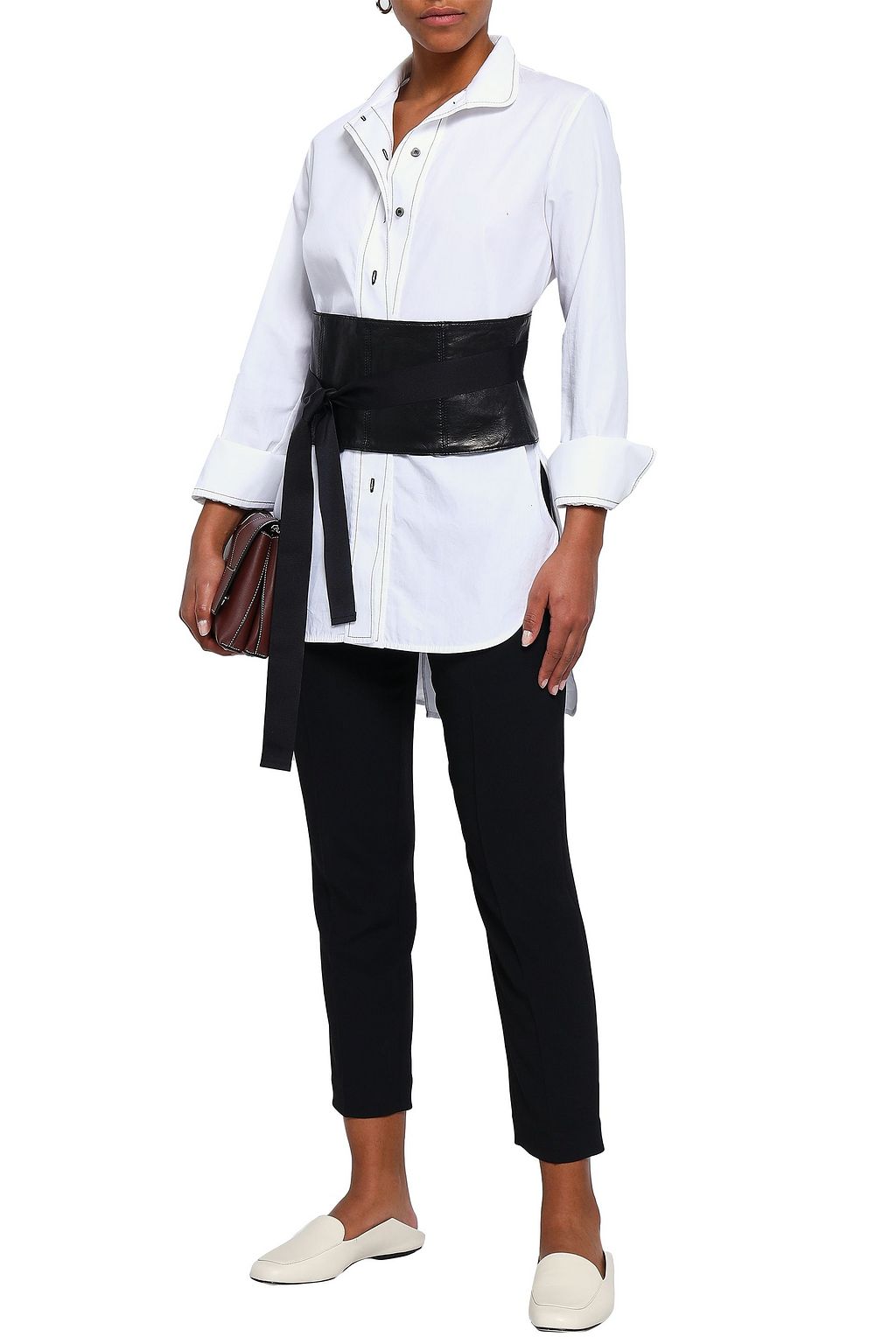BRUNELLO CUCINELLI Grosgrain-trimmed leather belt
