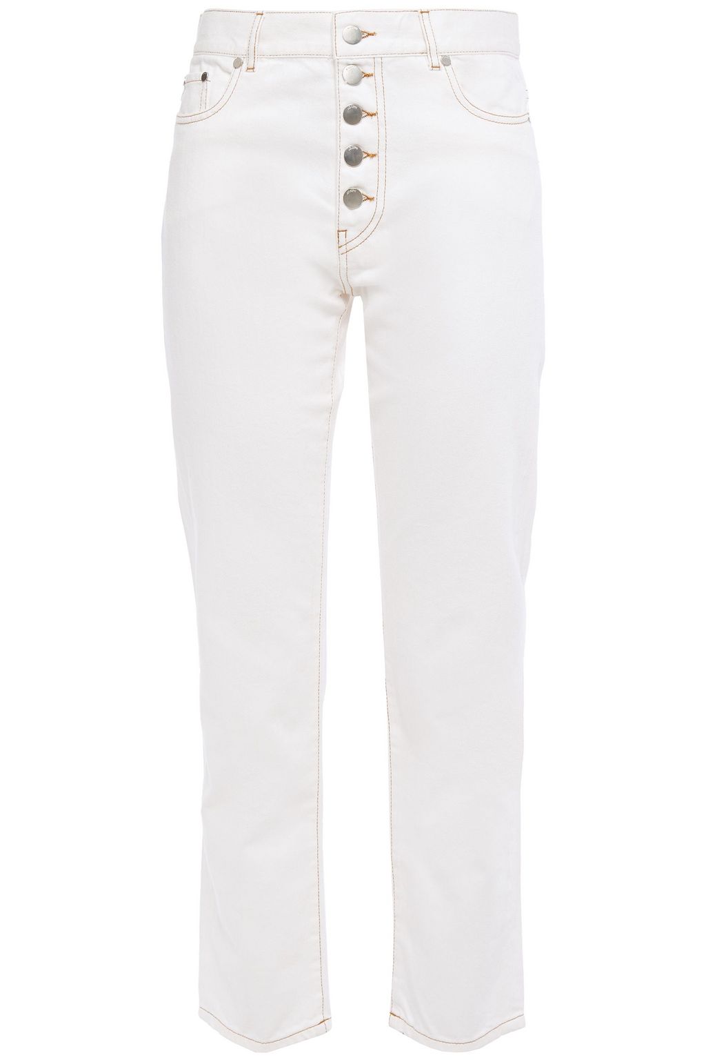 high waisted straight leg white jeans