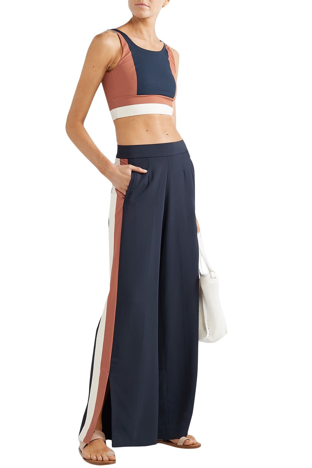 VAARA Liv striped stretch-jersey wide-leg pants