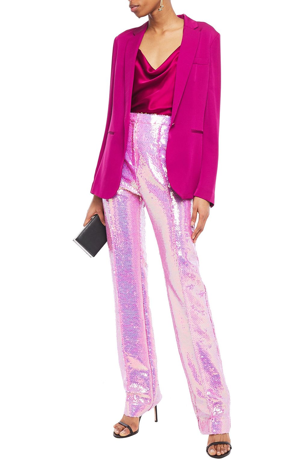 RABANNE Iridescent sequined woven bootcut pants