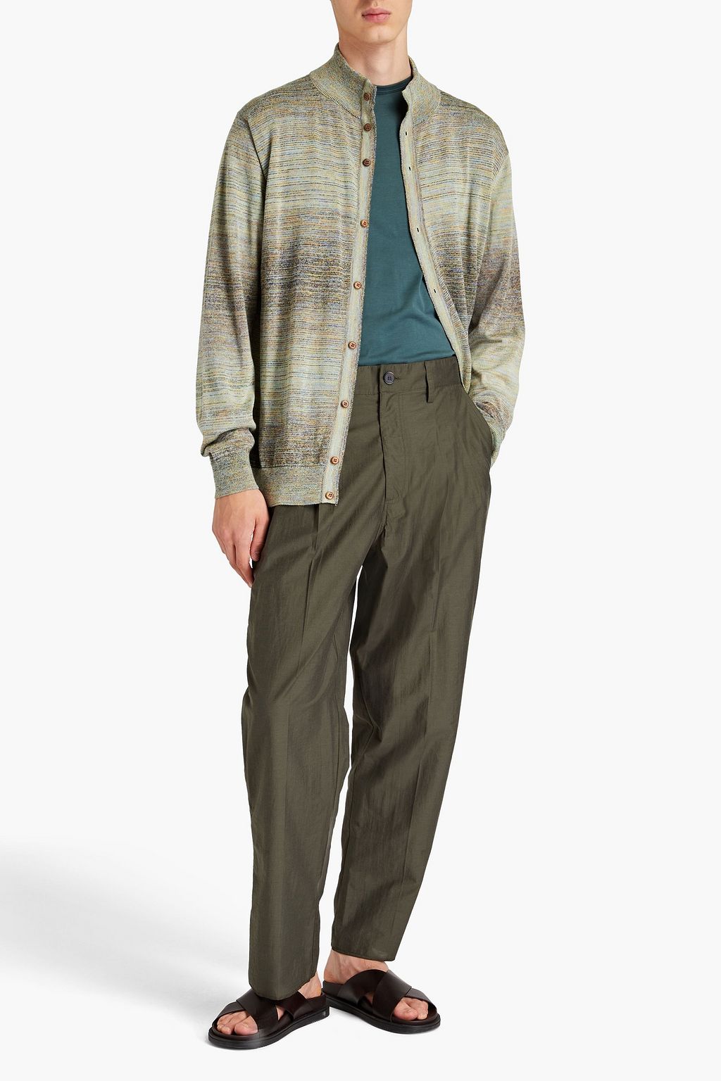 NANUSHKA Athan cropped pleated cotton-blend pants