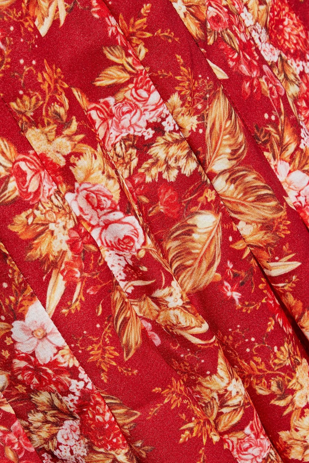 EMILIA WICKSTEAD Richie pleated floral-print satin-crepe midi skirt