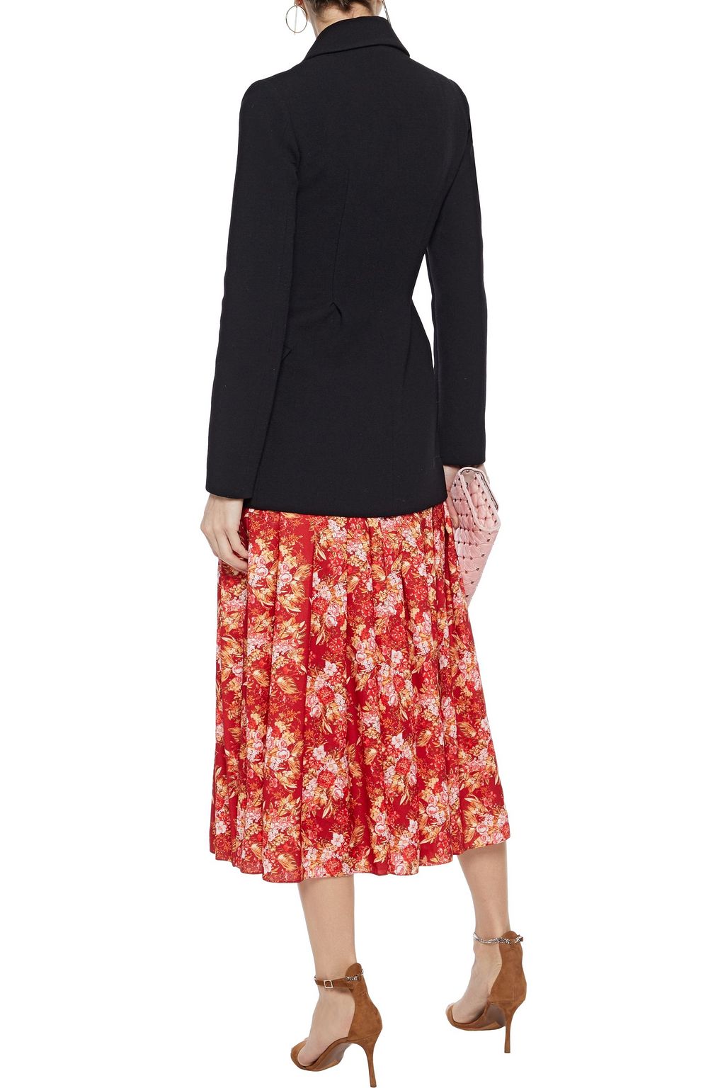 EMILIA WICKSTEAD Richie pleated floral-print satin-crepe midi skirt
