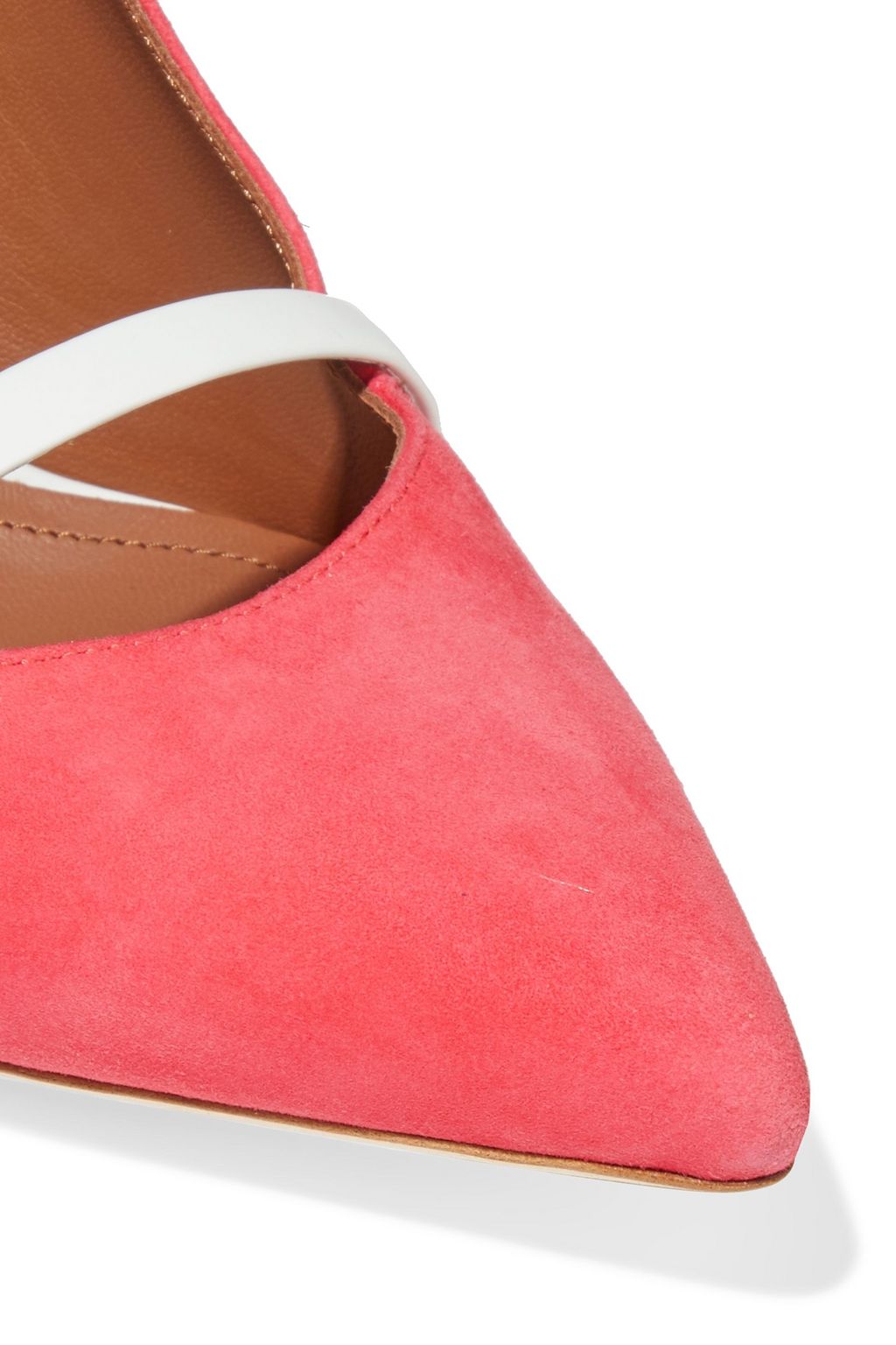 MALONE SOULIERS Maureen 70 patent leather-trimmed suede mules