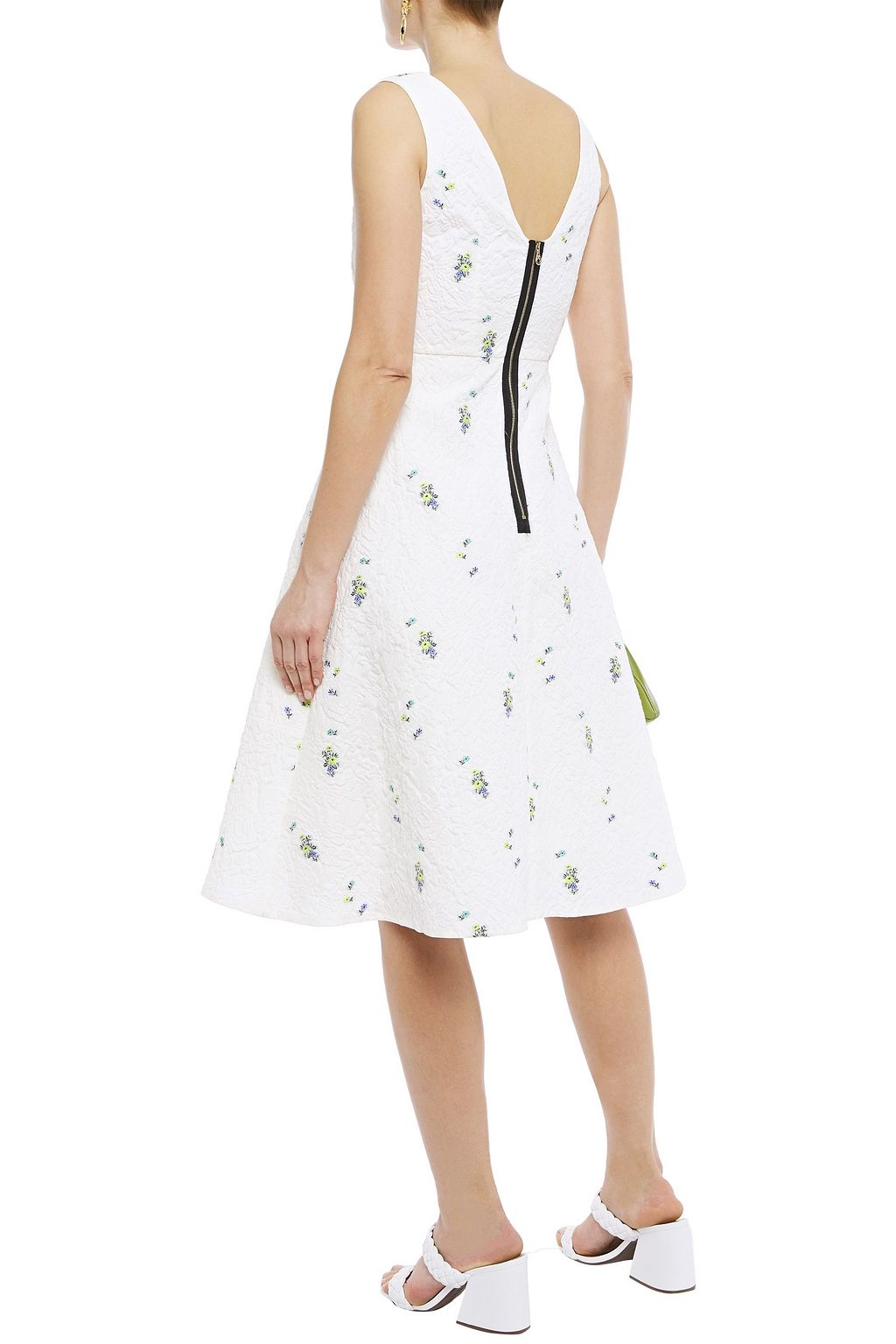 ERDEM Maia embroidered cotton-blend matelassé dress