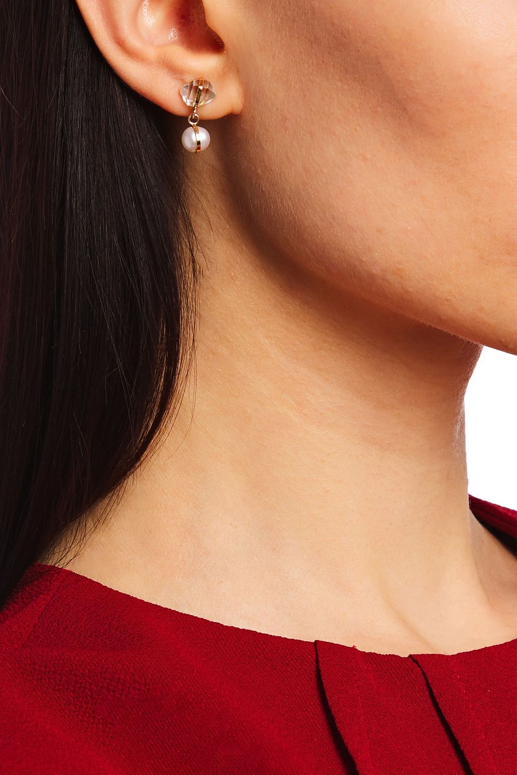 MELISSA JOY MANNING 14-karat gold, Herkimer diamond and freshwater pearl earrings