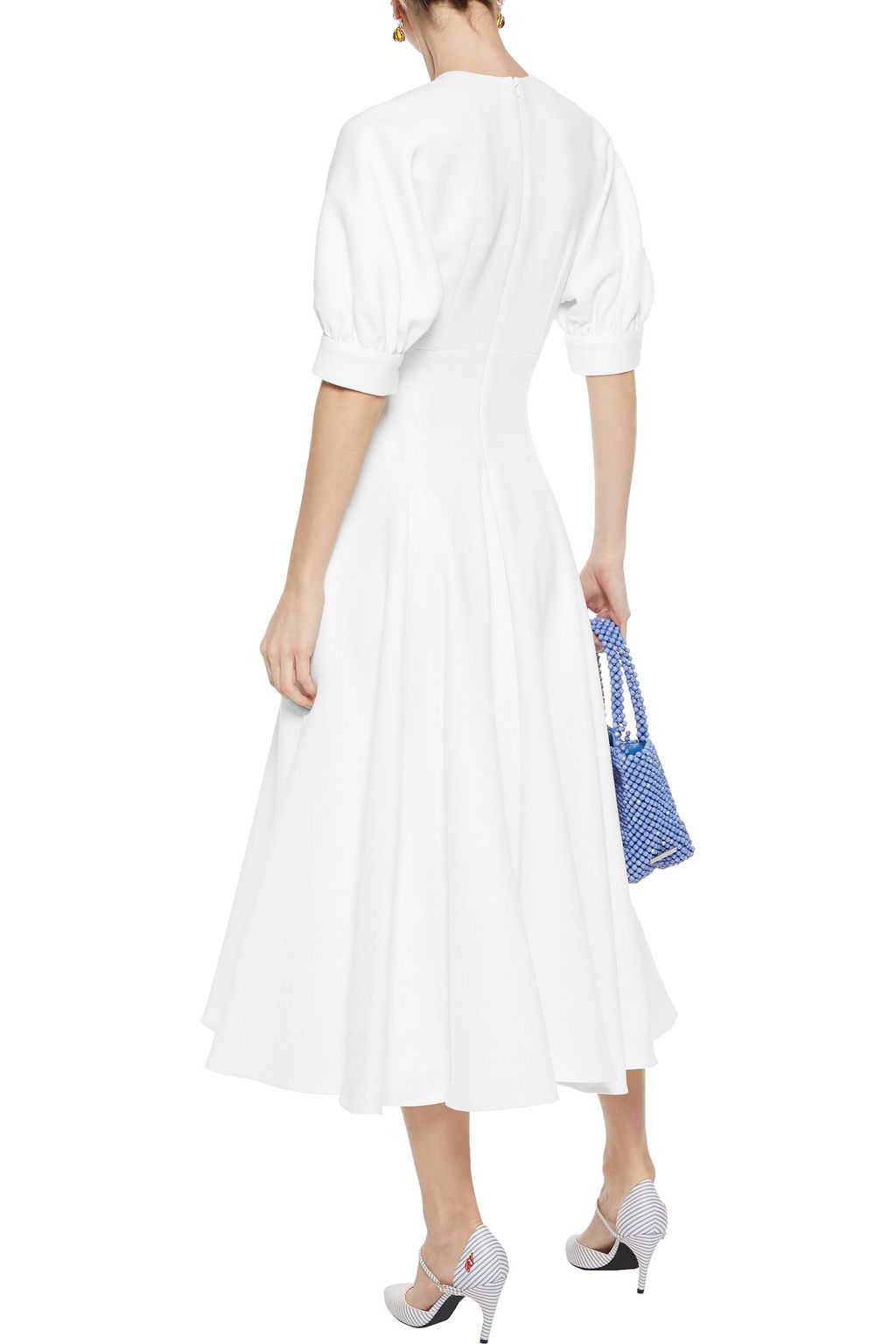 EMILIA WICKSTEAD Bria flared button-embellished wool-crepe midi dress