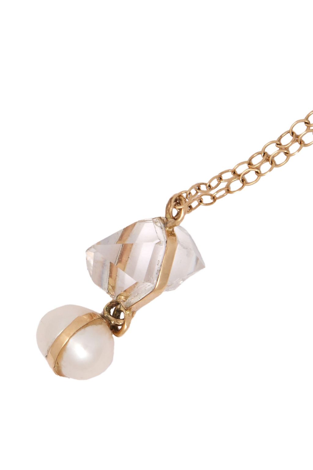 MELISSA JOY MANNING 14-karat gold, Herkimer diamond and freshwater pearl necklace