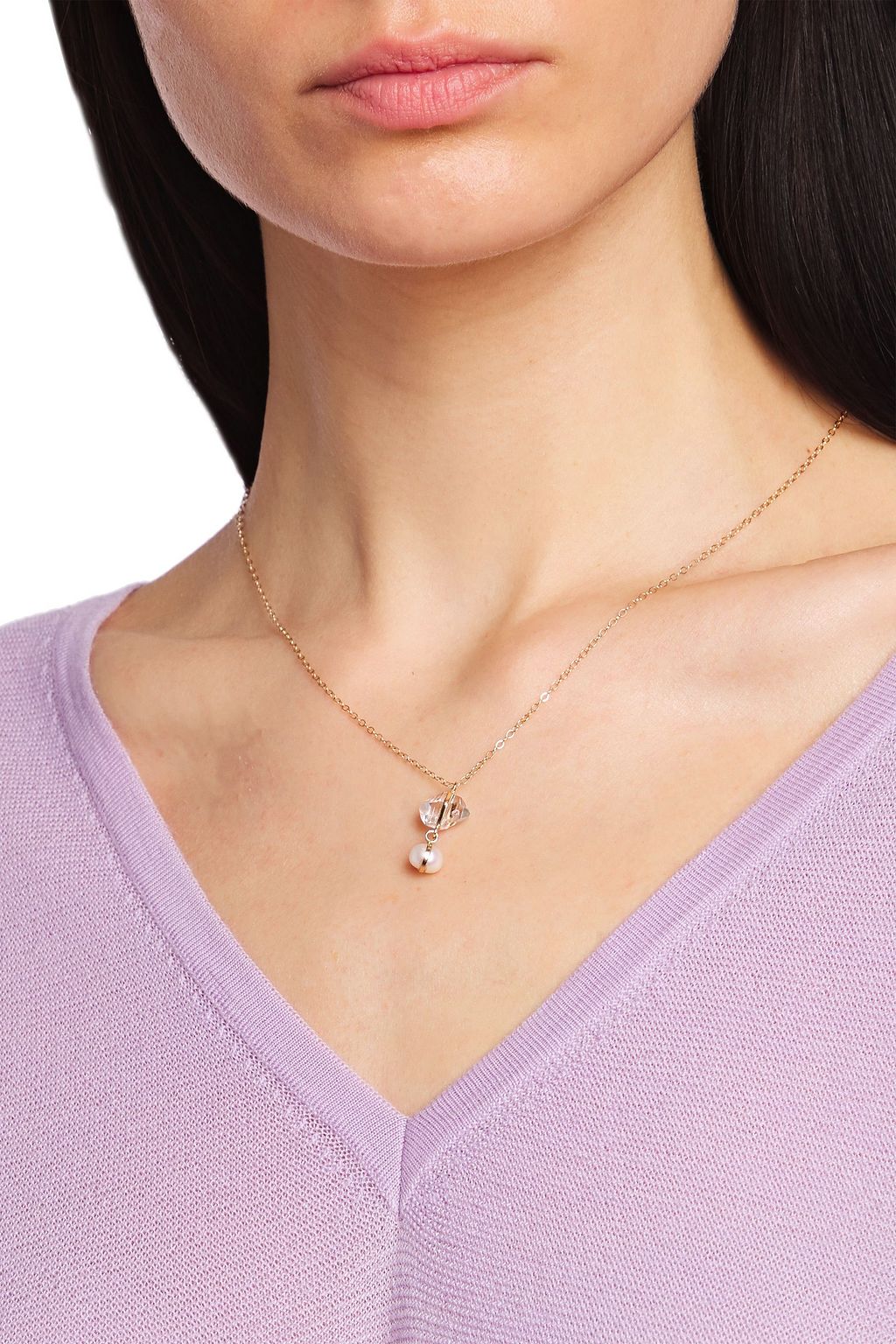 MELISSA JOY MANNING 14-karat gold, Herkimer diamond and freshwater pearl necklace