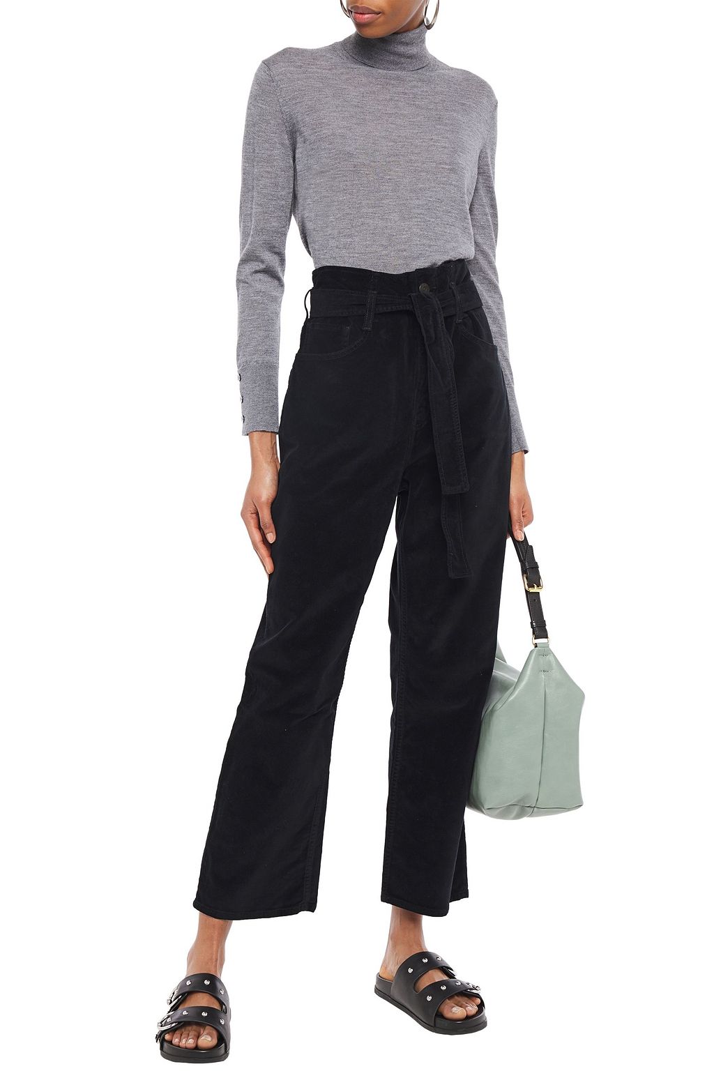 3X1 NYC Cropped cotton-blend velvet straight-leg pants