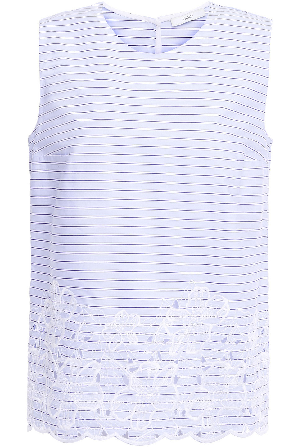Erdem Woman Naomi Striped Broderie Anglaise Cotton Top Sky Blue Size 14