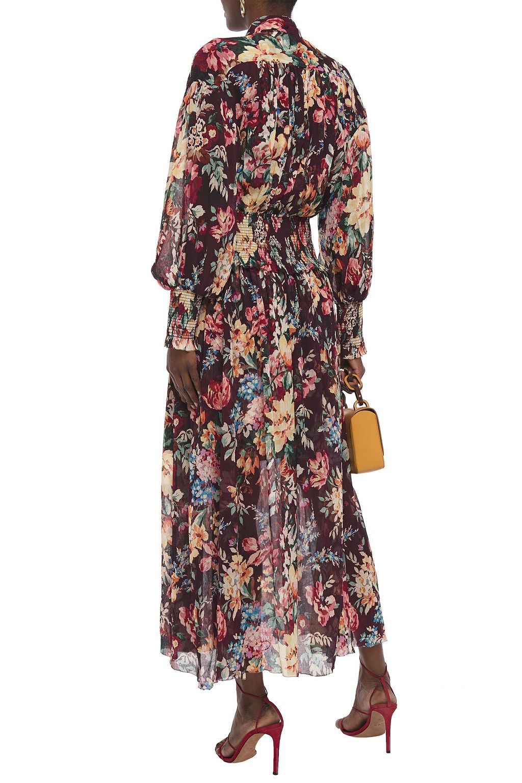 ZIMMERMANN Pussy-bow floral-print cotton and silk-blend georgette maxi dress