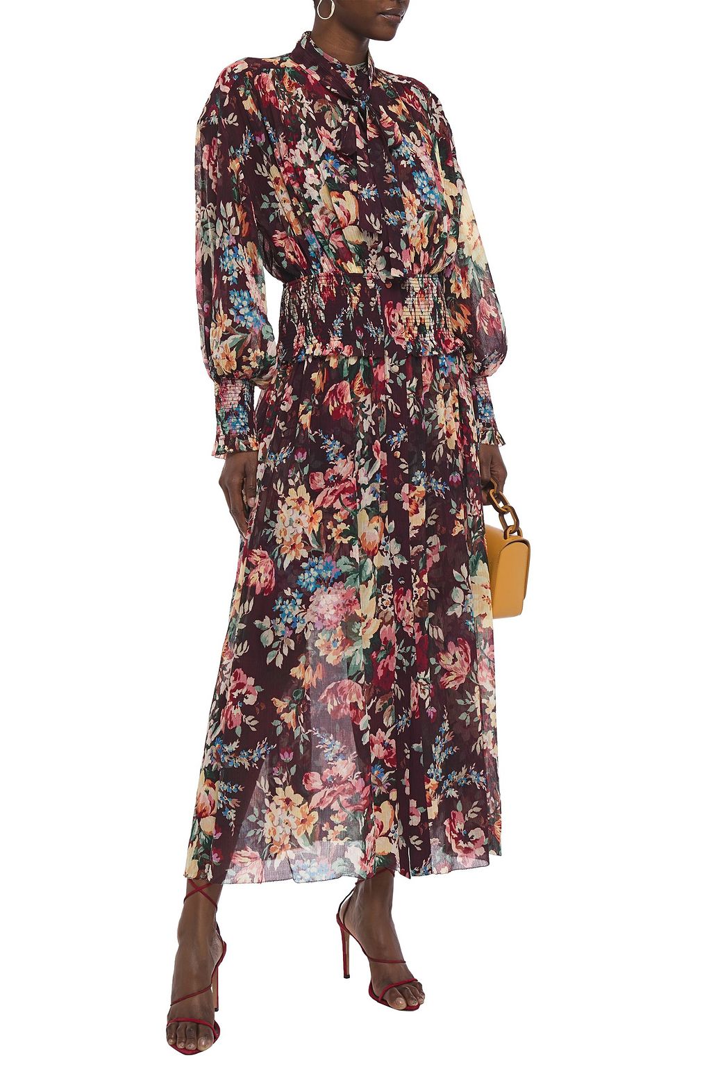 ZIMMERMANN Pussy-bow floral-print cotton and silk-blend georgette maxi dress