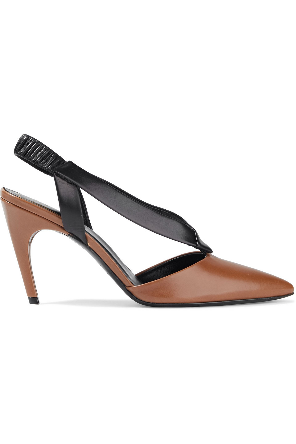 Two-tone leather slingback pumps