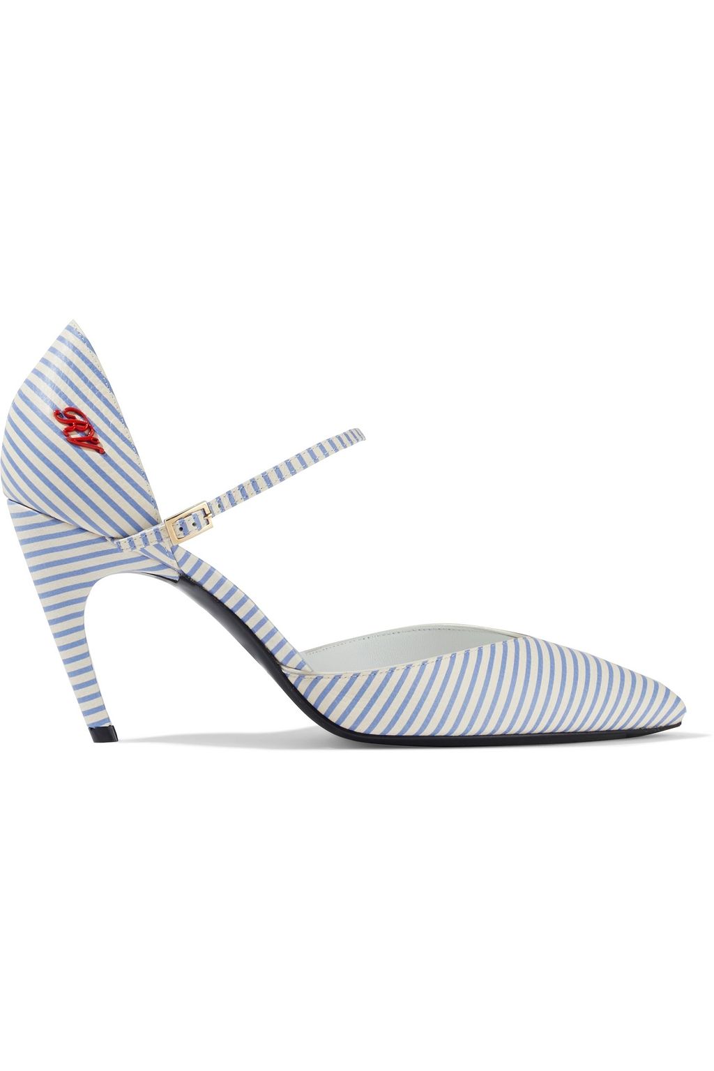 ROGER VIVIER Choc Real logo-appliquéd striped textured-leather pumps ...