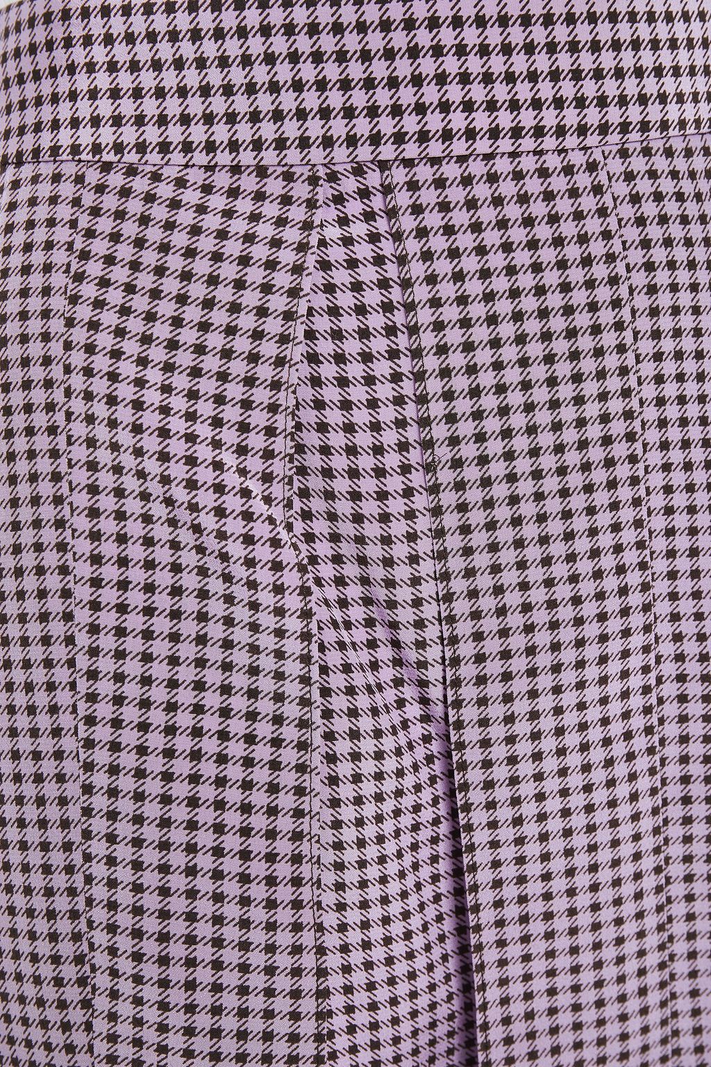 JOSEPH Charlie pleated houndstooth silk crepe de chine midi skirt