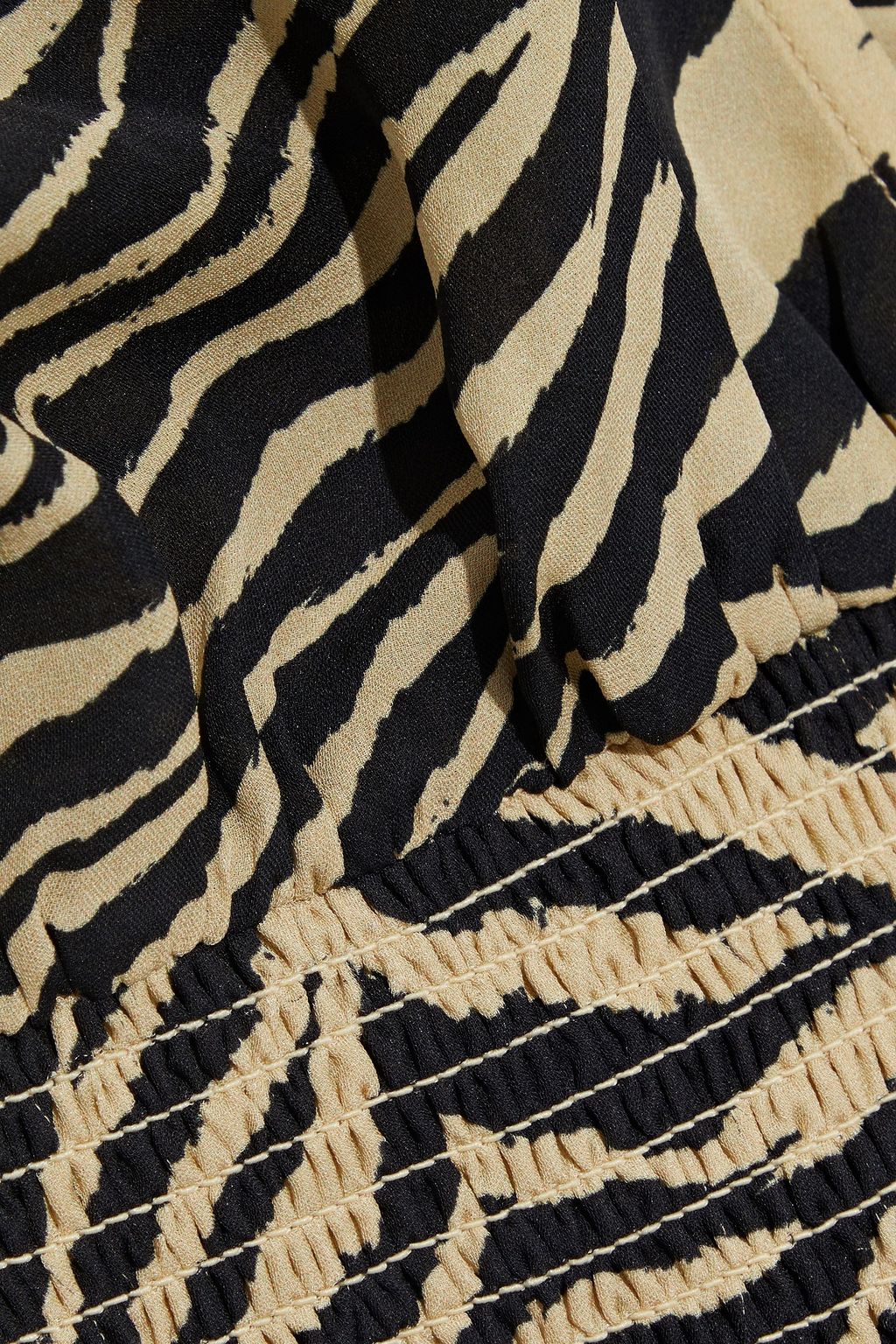NICHOLAS Cropped shirred zebra-print silk-chiffon top