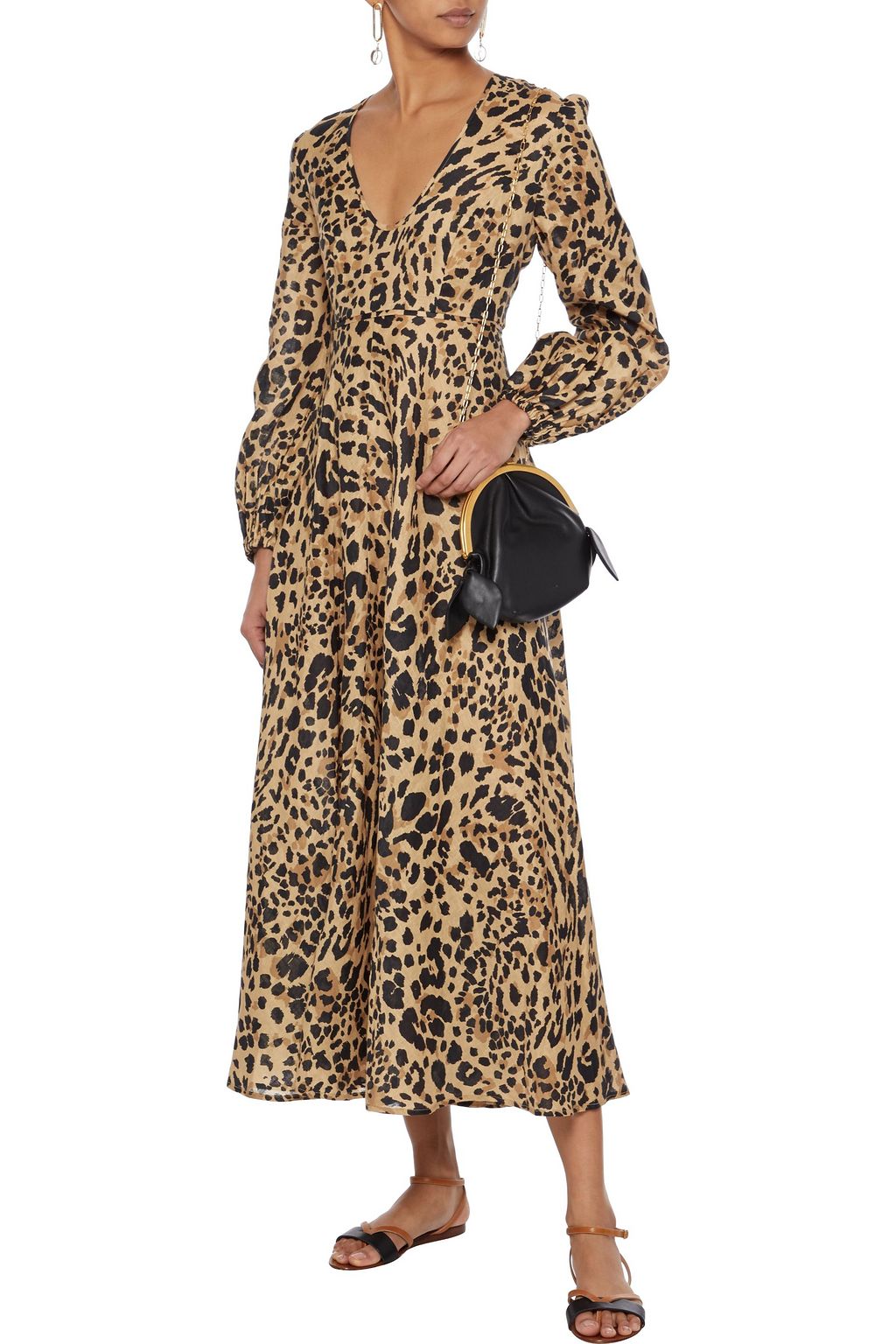 plunge leopard print dress