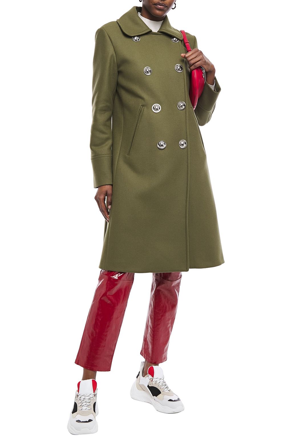 LOVE MOSCHINO Double-breasted wool-blend twill coat
