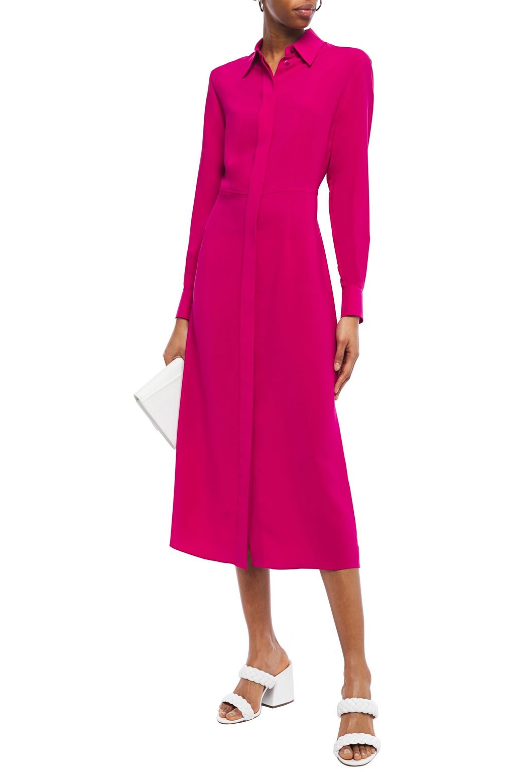 JOSEPH Turner ribbed silk midi shirt dress