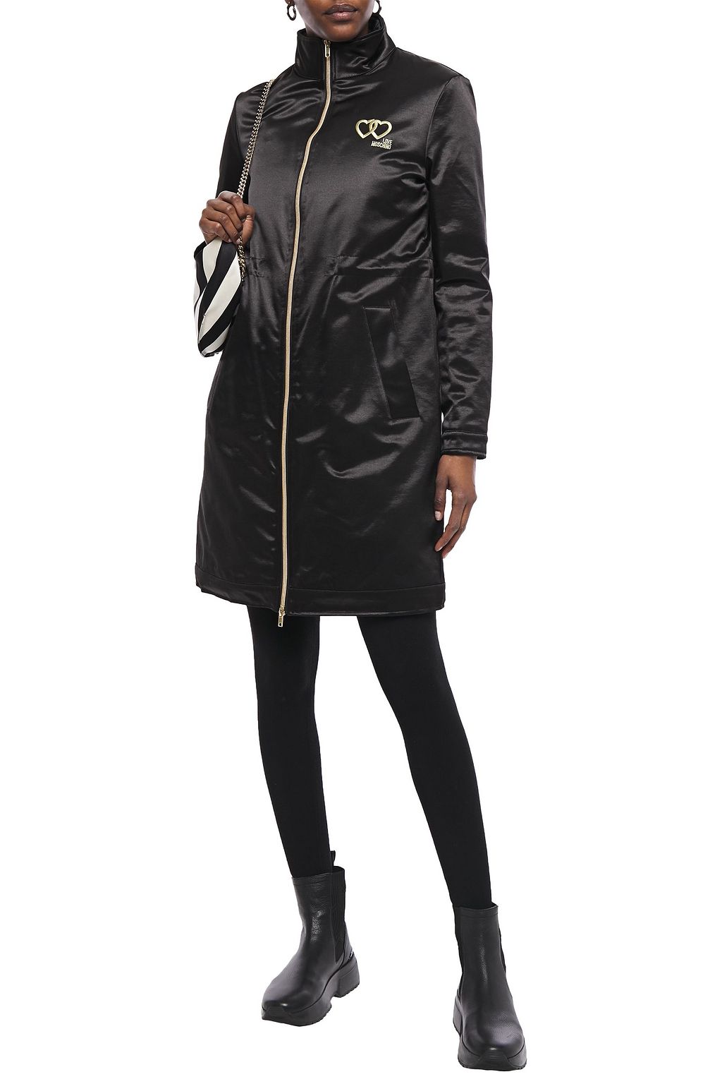 LOVE MOSCHINO Embroidered satin coat