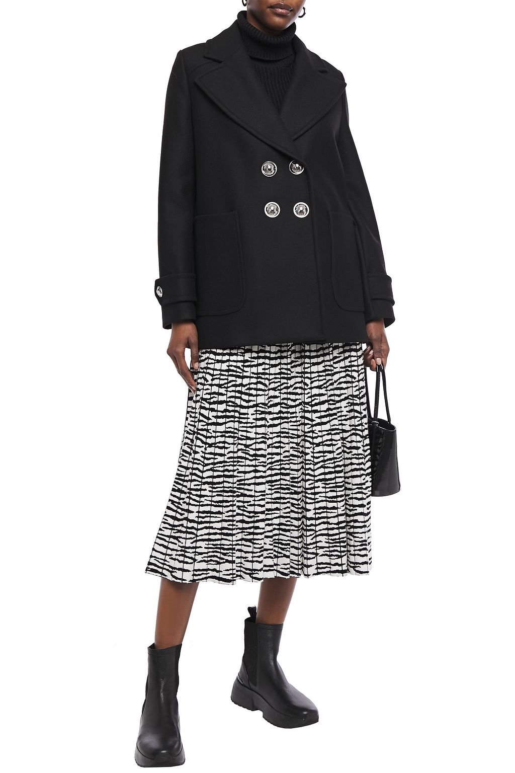 LOVE MOSCHINO Double-breasted wool-blend twill coat