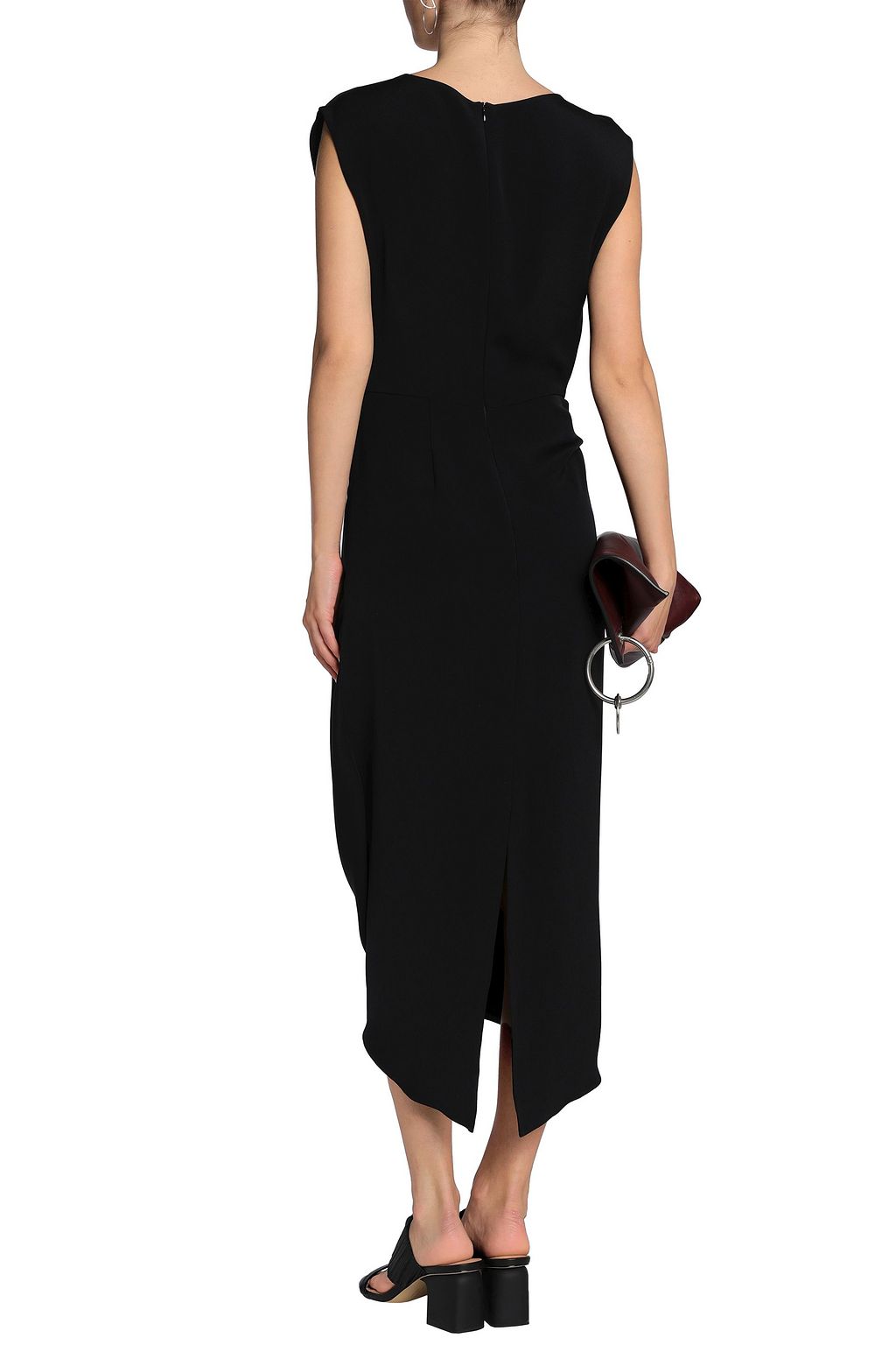 CHALAYAN 드레이프 장식 실크 크레이프 미디 드레스