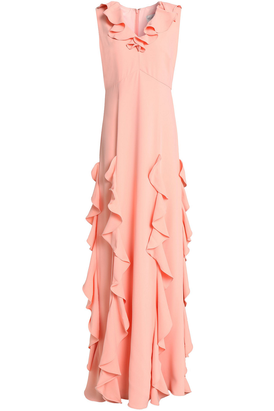 mikael aghal - ruffled crepe gown - orange - us 6