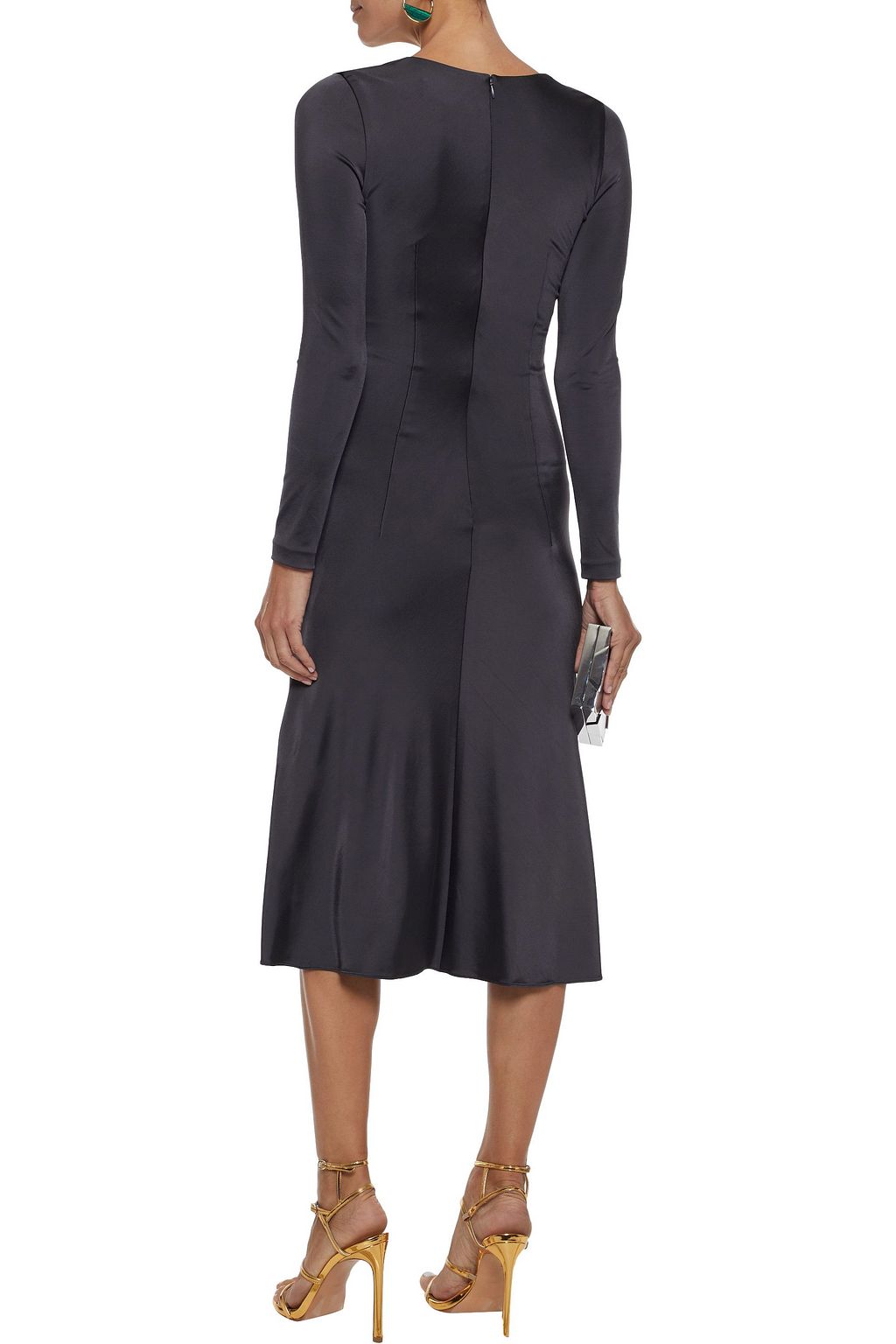 CUSHNIE ET OCHS Cutout embellished satin-jersey midi dress