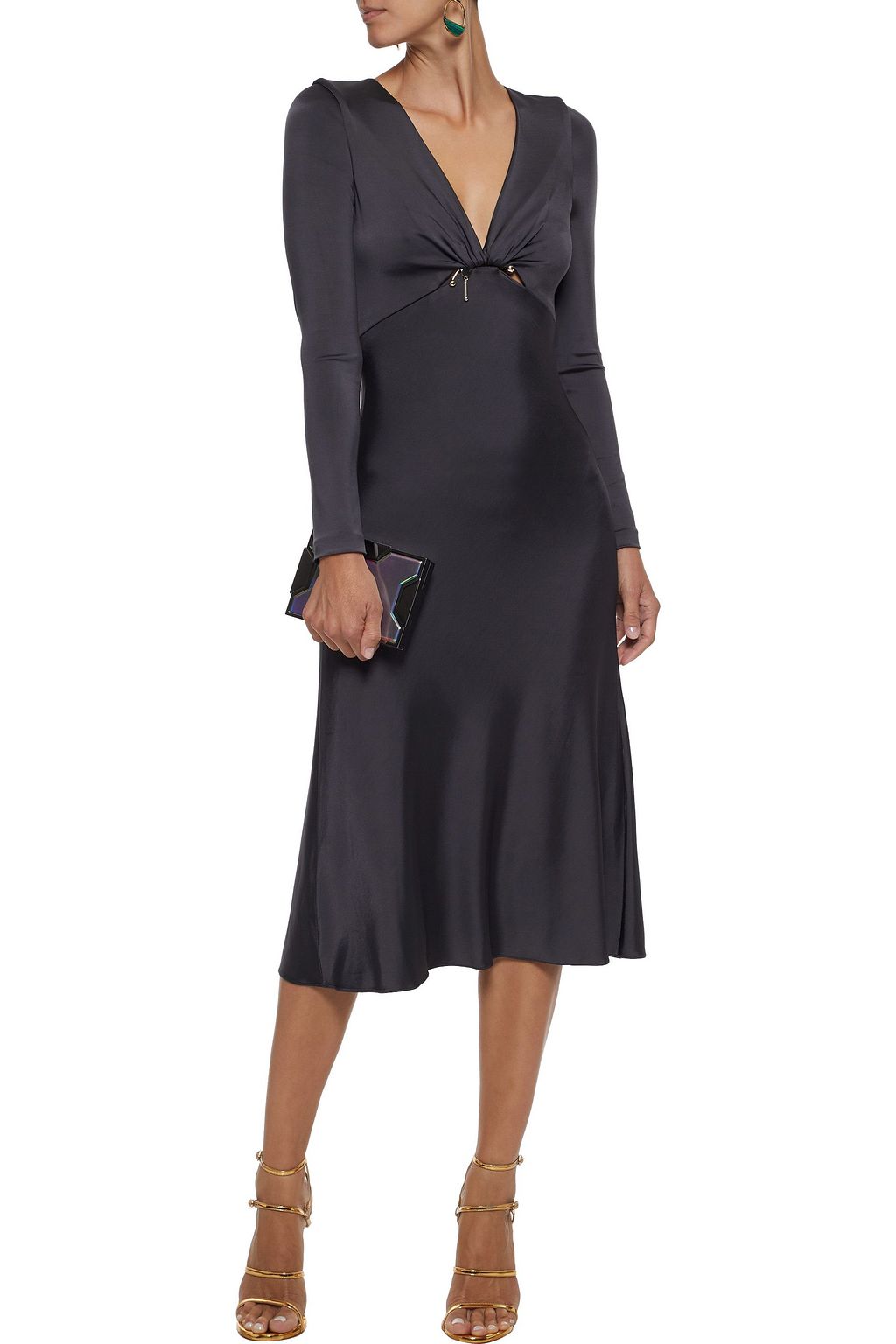 CUSHNIE ET OCHS Cutout embellished satin-jersey midi dress