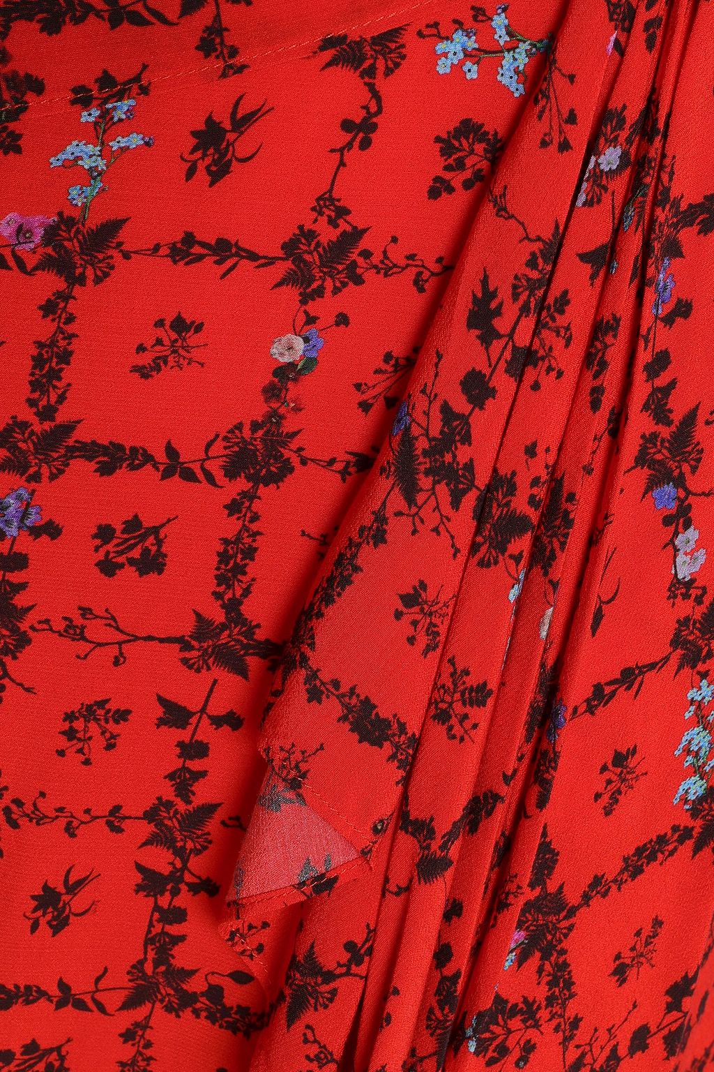 PREEN LINE Asymmetric floral-print crepe de chine skirt