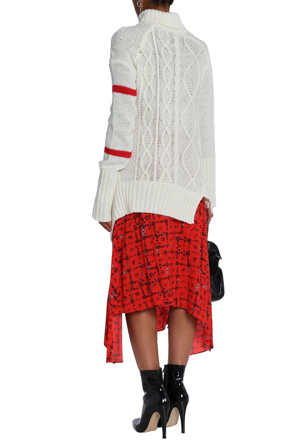PREEN LINE Asymmetric floral-print crepe de chine skirt