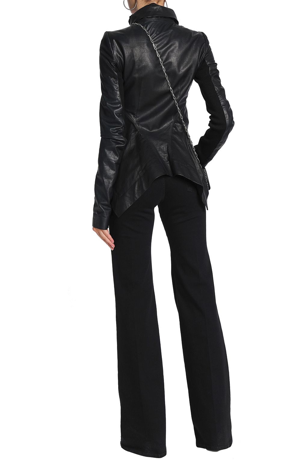 RICK OWENS Draped leather biker jacket