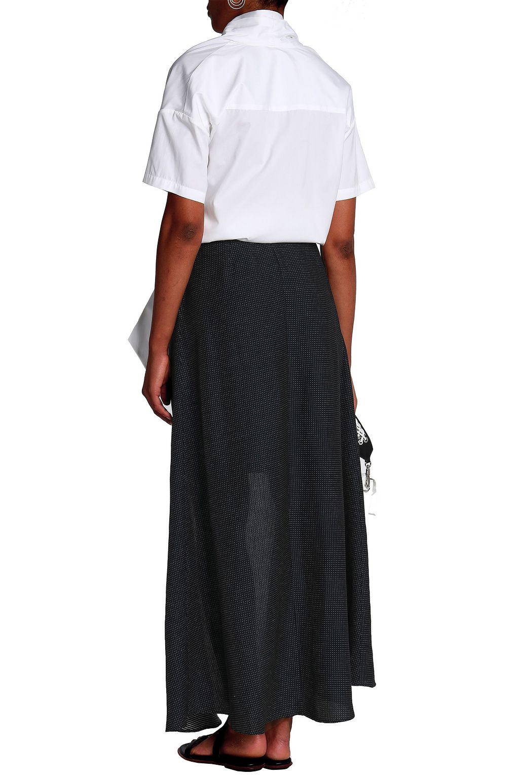 CHALAYAN Asymmetric polka-dot linen-blend skirt