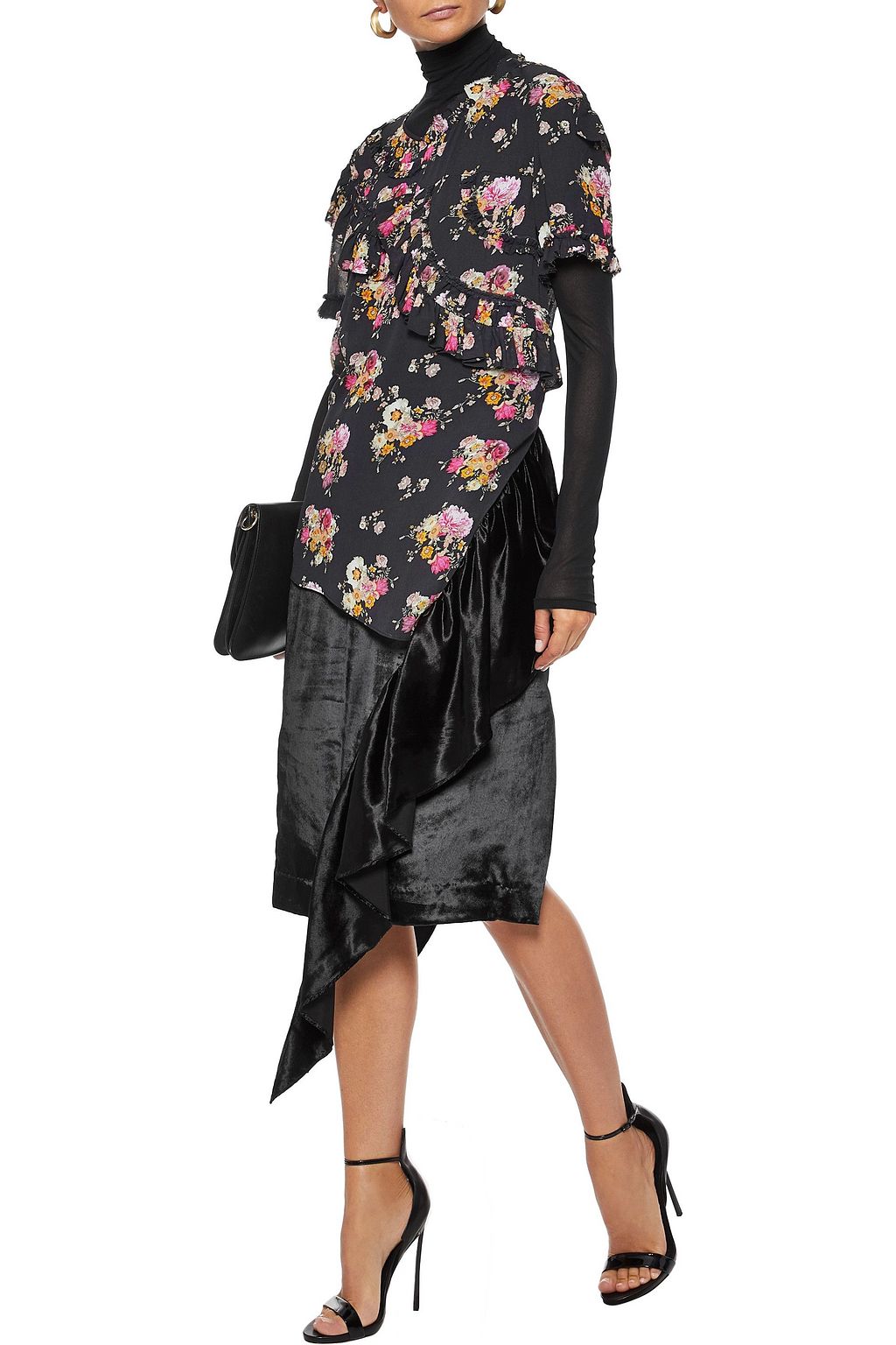 PREEN LINE Giana ruffle-trimmed floral-print chiffon blouse