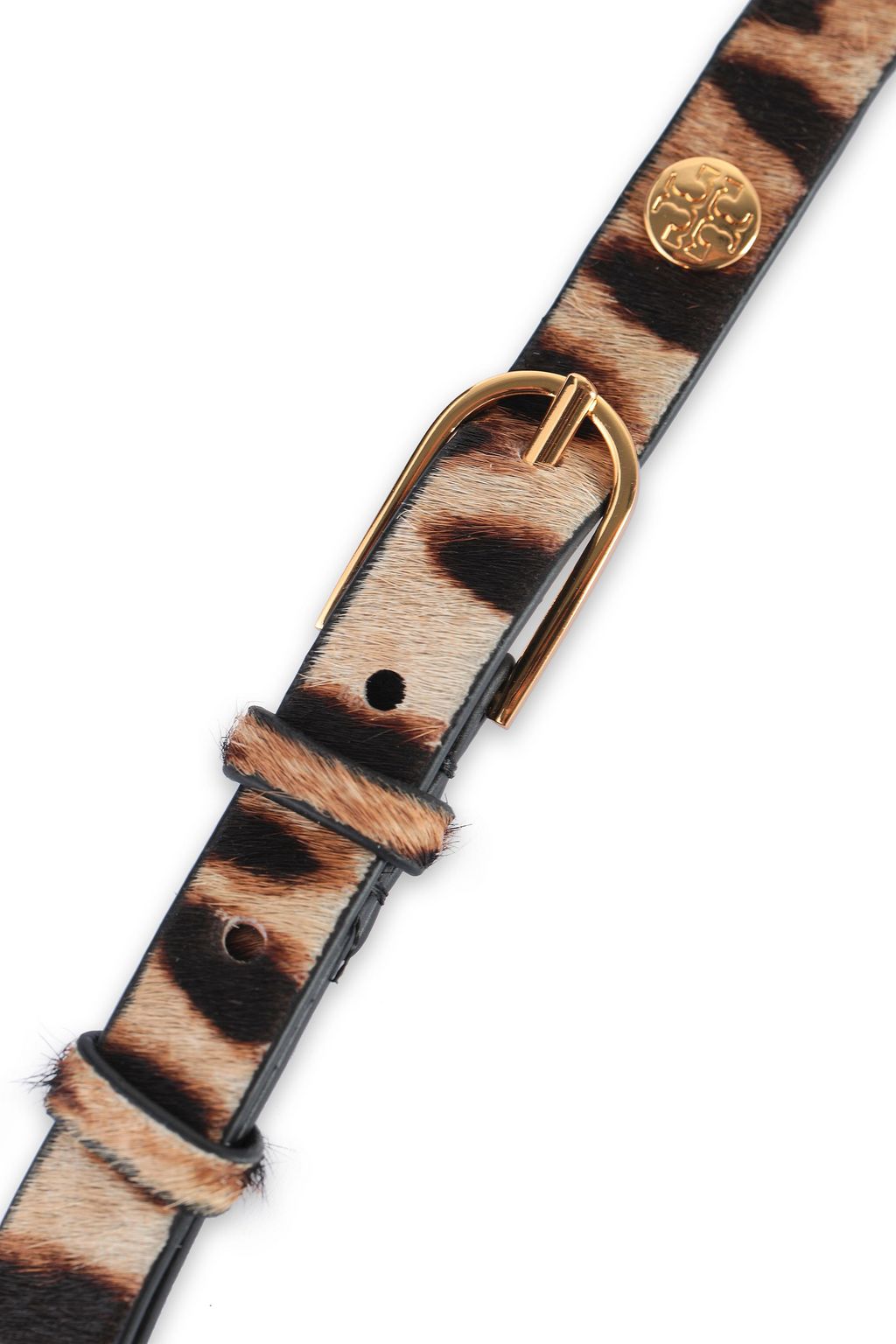 TORY BURCH Gold-tone and leopard-print calf hair wrap bracelet