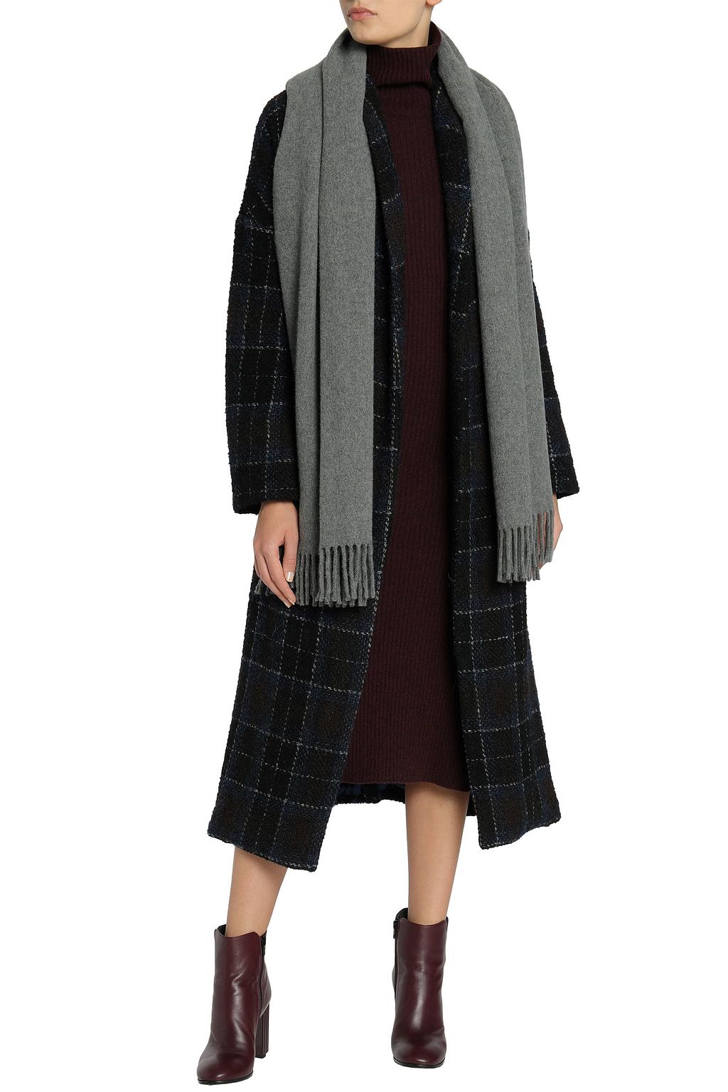IRIS & INK Fringe-trimmed brushed-wool scarf