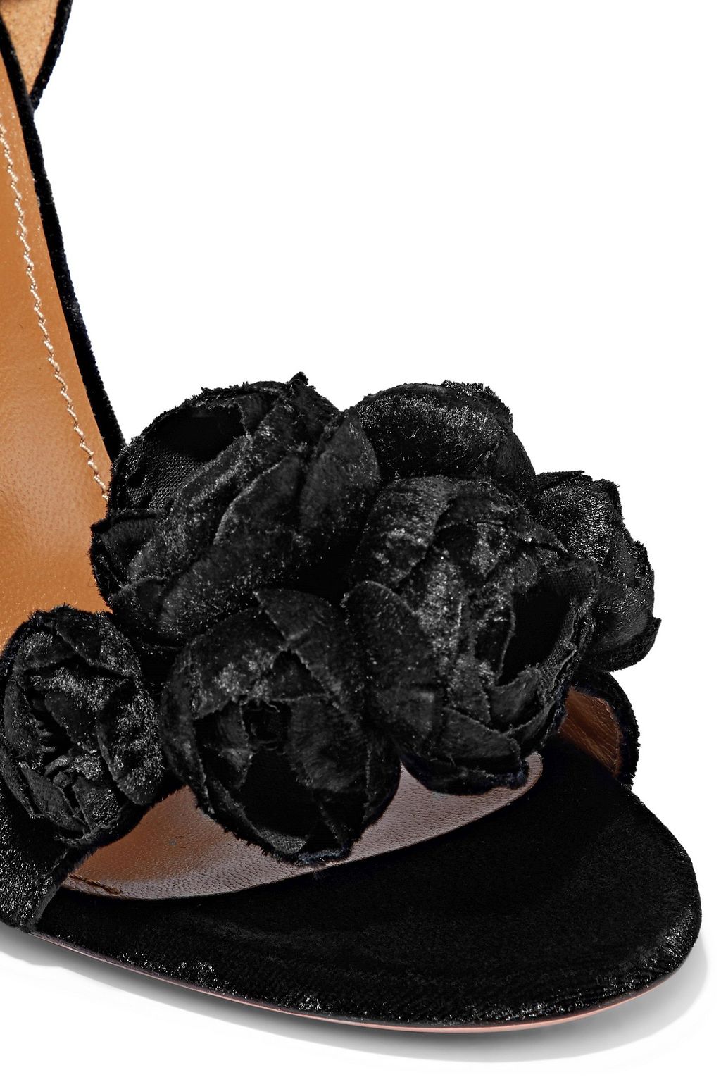 AQUAZZURA Wild Flower appliquéd velvet sandals
