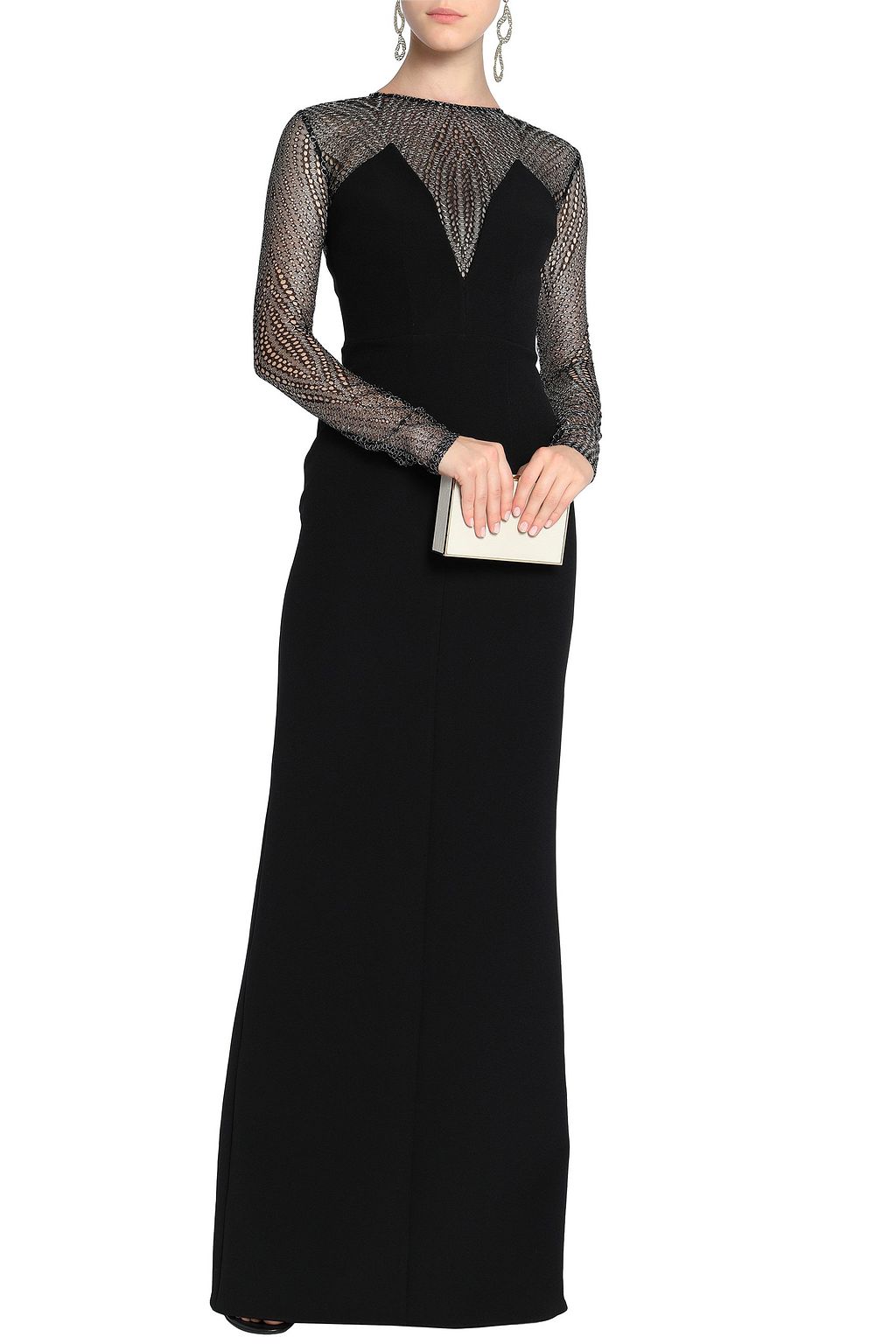 SAFIYAA Lace-paneled crepe gown