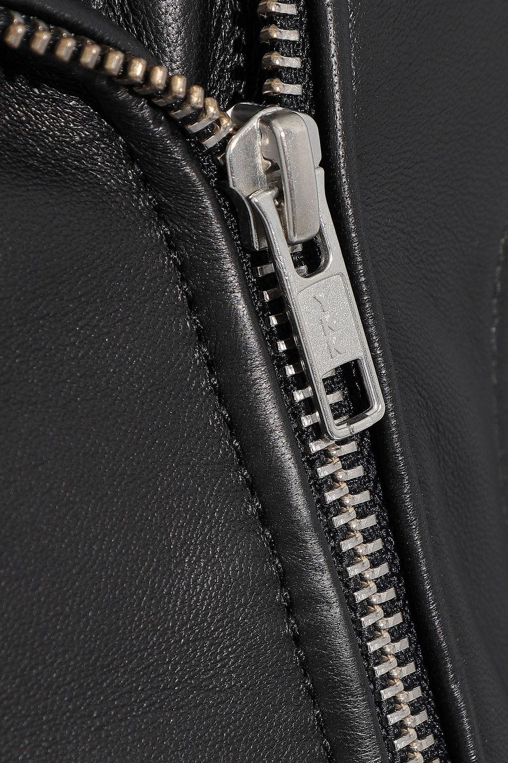 IRIS & INK Lovisa ribbed knit-paneled leather biker jacket