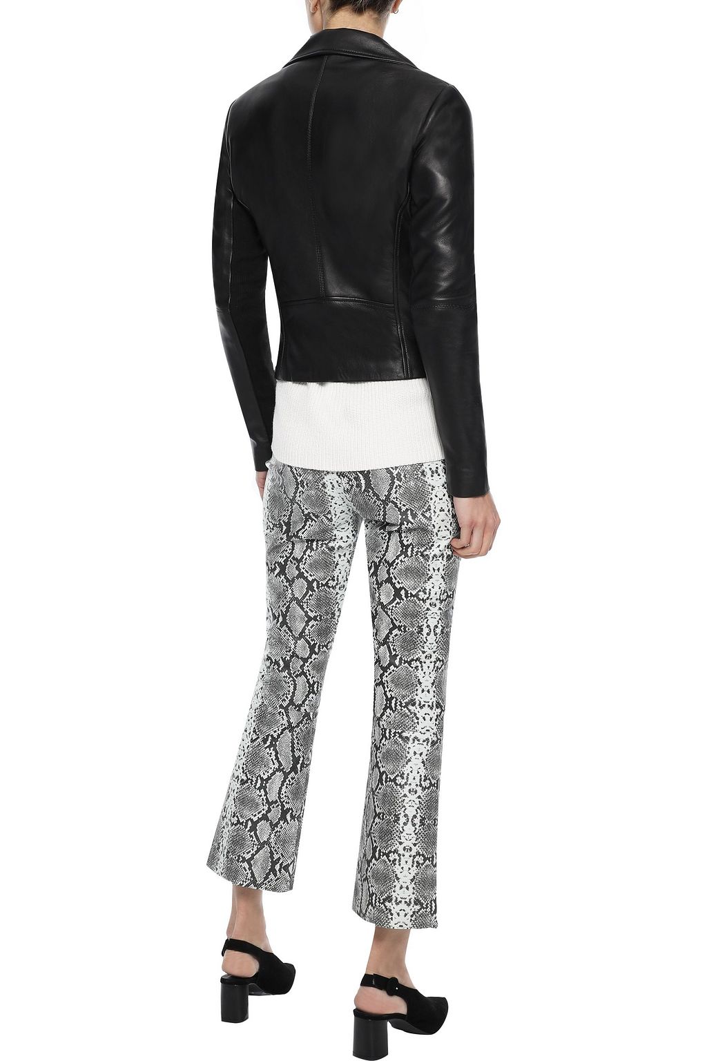 IRIS & INK Lovisa ribbed knit-paneled leather biker jacket