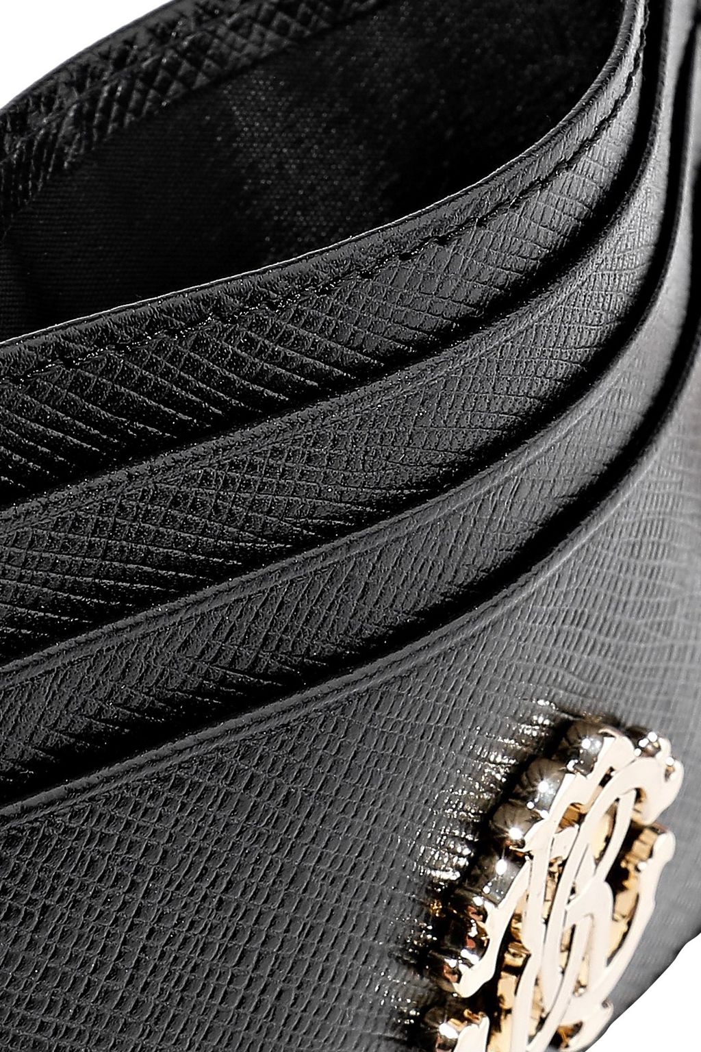 ROBERTO CAVALLI Logo-embellished textured-leather cardholder