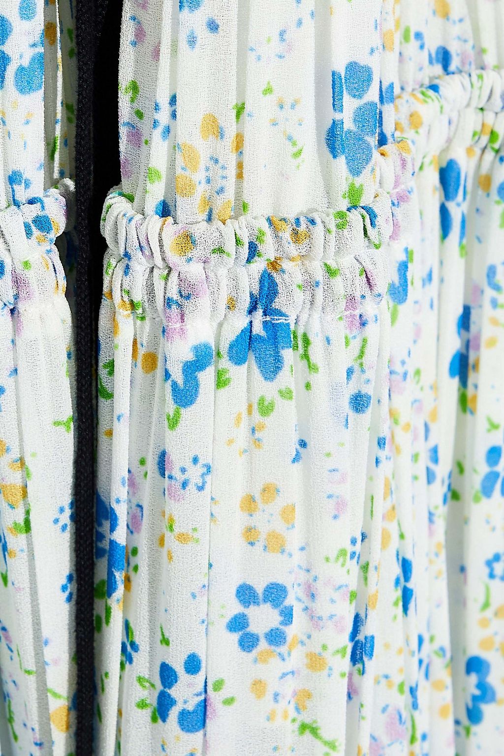 CHLOÉ Ribbed-knit and floral-print crepe de chine halterneck maxi dress