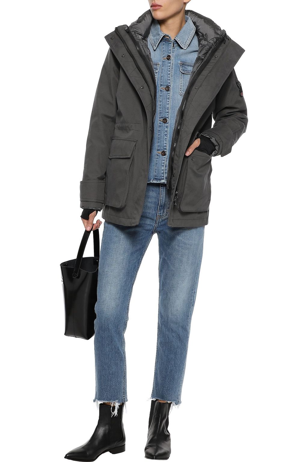 49WINTERS Twill down hooded coat
