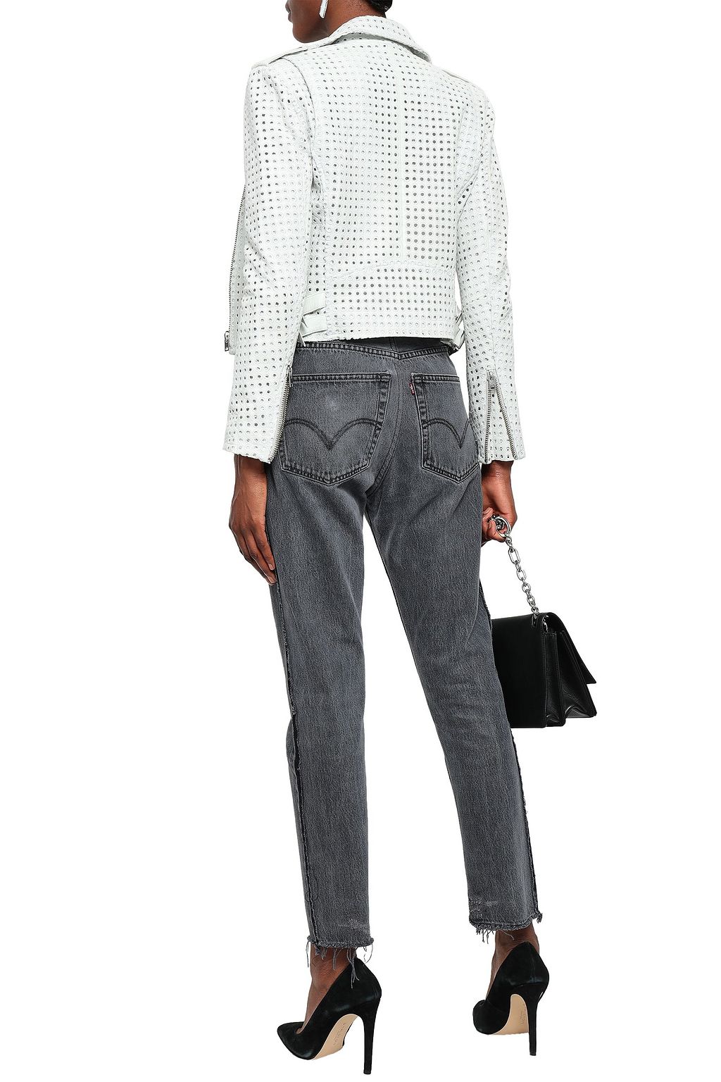 IRO Eyelet-embellished leather biker jacket