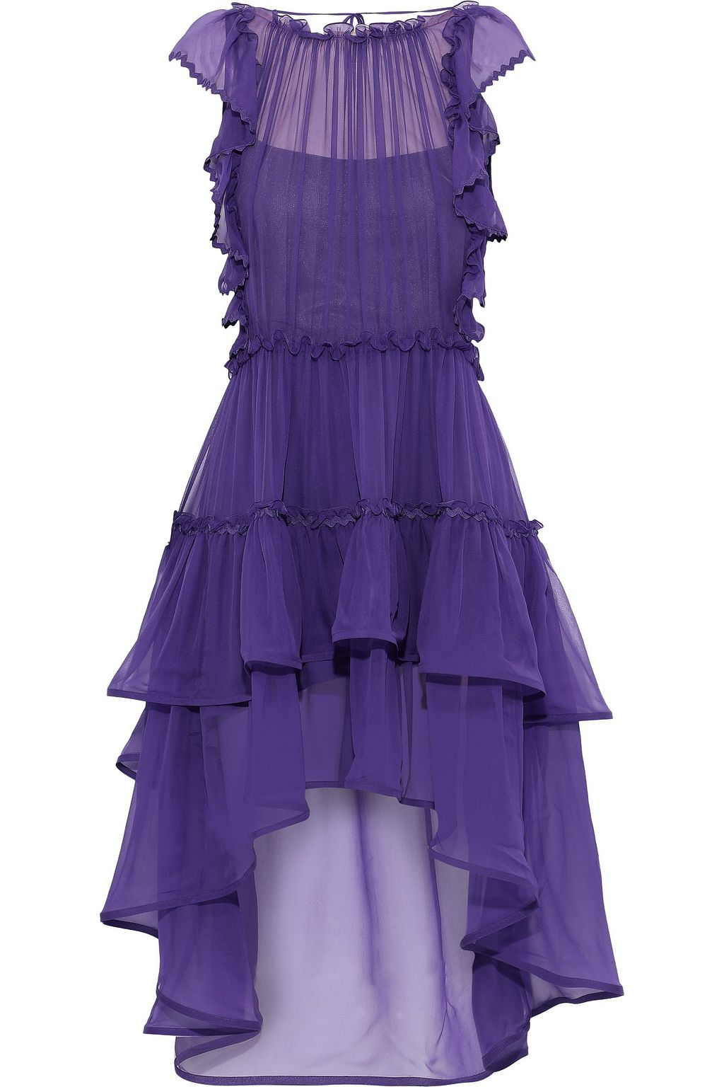 purple frilly dress