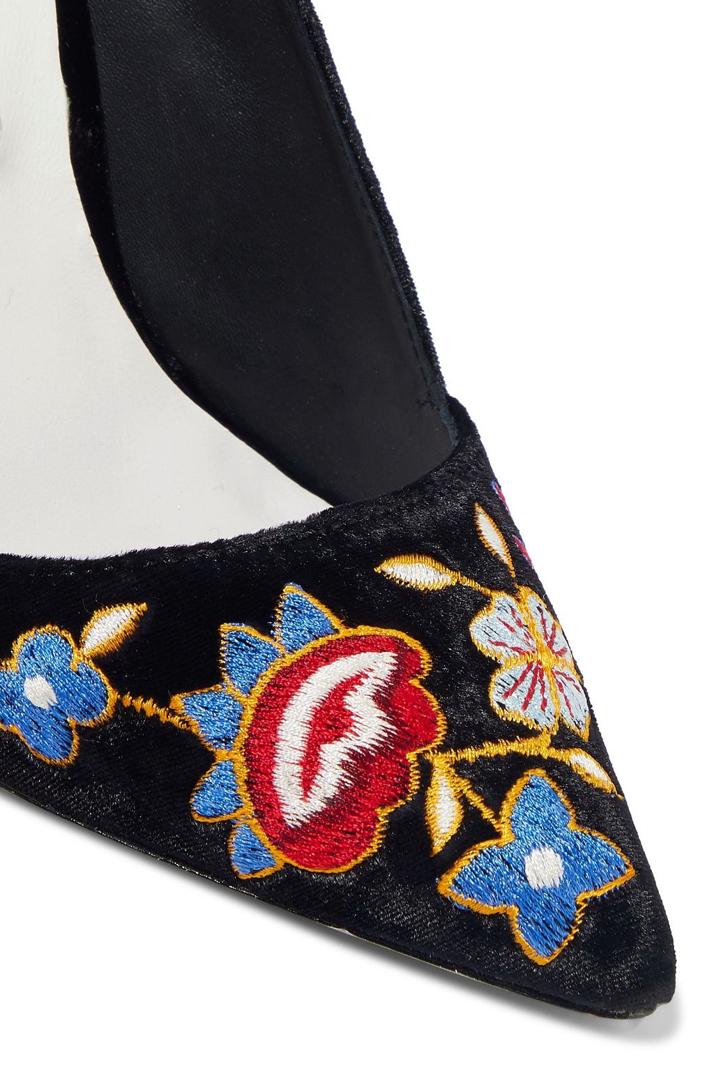 ALICE + OLIVIA Dina embroidered velvet pumps