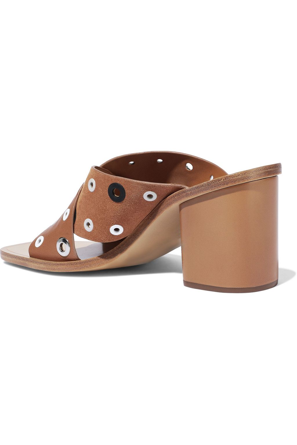RAG & BONE Paige eyelet-embellished leather and suede mules